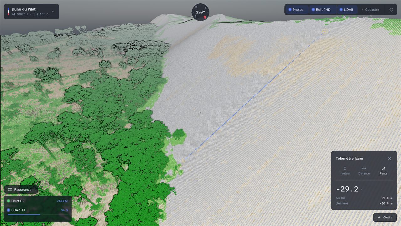 Mesure de pente sur la dune du Pilat